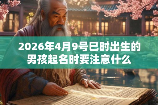 2026年4月9号巳时出生的男孩起名时要注意什么