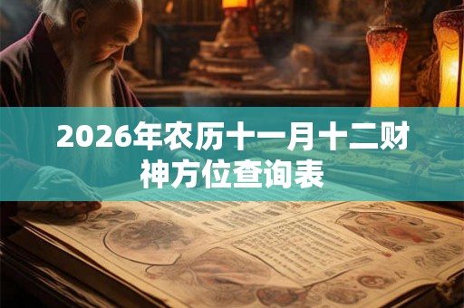 2026年农历十一月十二财神方位查询表