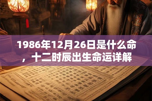 1986年12月26日是什么命，十二时辰出生命运详解