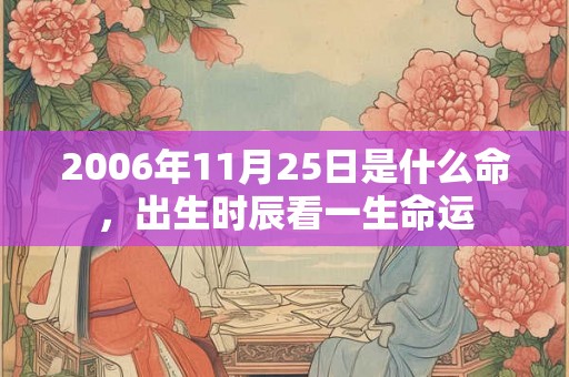 2006年11月25日是什么命，出生时辰看一生命运