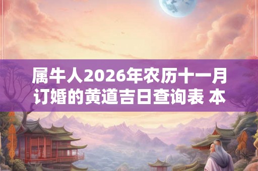 属牛人2026年农历十一月订婚的黄道吉日查询表 本月哪天宜定亲 属牛人2026年农历十一月订婚的黄道吉日查询表 本月哪天宜定亲