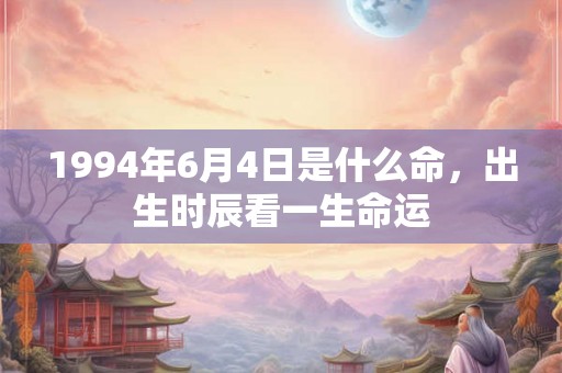1994年6月4日是什么命，出生时辰看一生命运