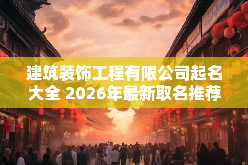 建筑装饰工程有限公司起名大全 2026年最新取名推荐