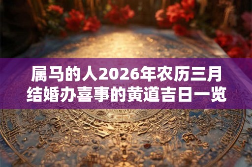 属马的人2026年农历三月结婚办喜事的黄道吉日一览！