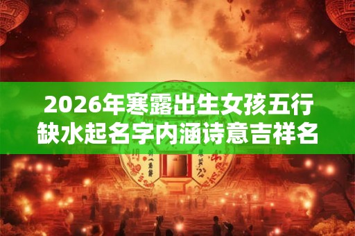 2026年寒露出生女孩五行缺水起名字内涵诗意吉祥名