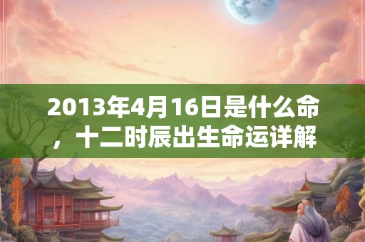 2013年4月16日是什么命,十二时辰出生命运详解 2013年4月16日是什么命,十二时辰出生命运详解