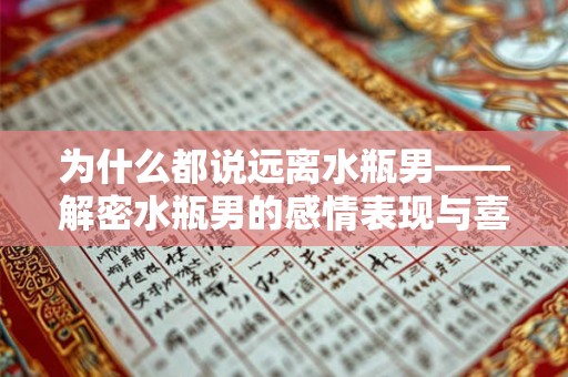 为什么都说远离水瓶男——解密水瓶男的感情表现与喜好
