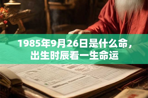1985年9月26日是什么命,出生时辰看一生命运 1985年9月26日是什么命,出生时辰看一生命运