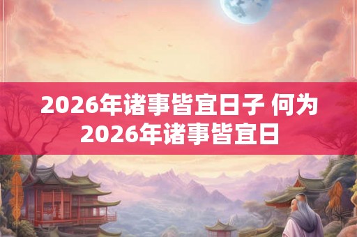 2026年诸事皆宜日子 何为2026年诸事皆宜日 2026年诸事皆宜日子 何为2026年诸事皆宜日