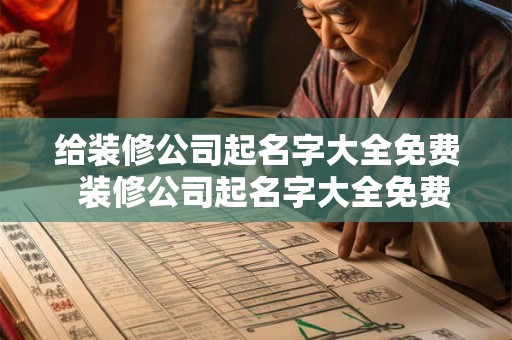 给装修公司起名字大全免费 装修公司起名字大全免费霸气 给装修公司起名字大全免费 装修公司起名字大全免费霸气