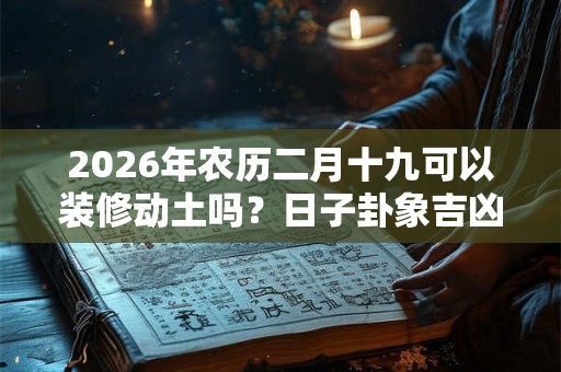 2026年农历二月十九可以装修动土吗？日子卦象吉凶？