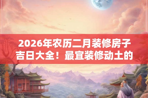 2026年农历二月装修房子吉日大全！最宜装修动土的日子