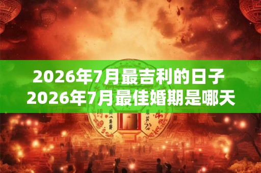 2026年7月最吉利的日子 2026年7月最佳婚期是哪天