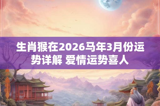 生肖猴在2026马年3月份运势详解 爱情运势喜人