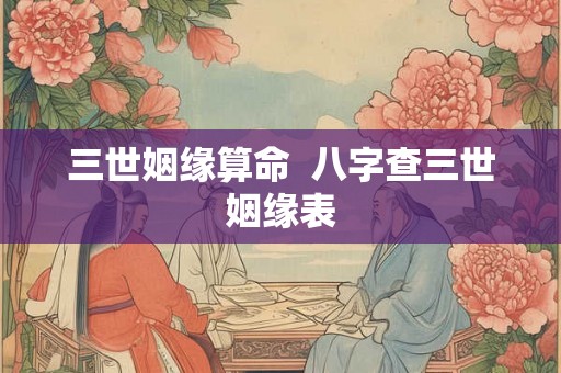三世姻缘算命 八字查三世姻缘表 三世姻缘算命 八字查三世姻缘表