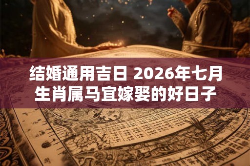 结婚通用吉日 2026年七月生肖属马宜嫁娶的好日子
