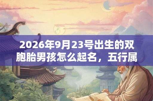 2026年9月23号出生的双胞胎男孩怎么起名，五行属什么