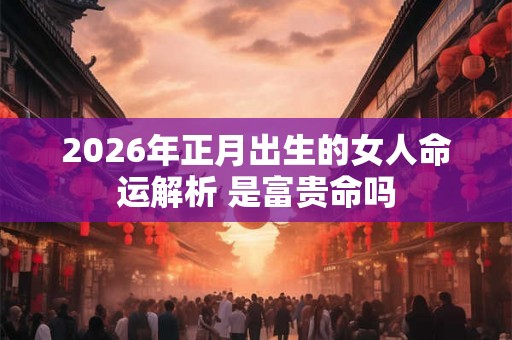 2026年正月出生的女人命运解析 是富贵命吗