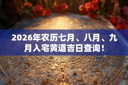 2026年农历七月、八月、九月入宅黄道吉日查询！
