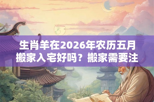 生肖羊在2026年农历五月搬家入宅好吗？搬家需要注意的风水