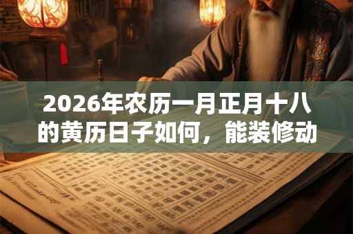 2026年农历一月正月十八的黄历日子如何，能装修动土吗？