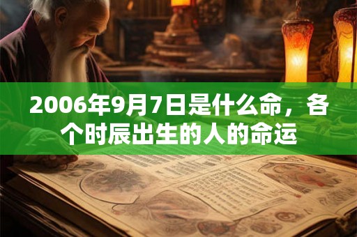 2006年9月7日是什么命，各个时辰出生的人的命运