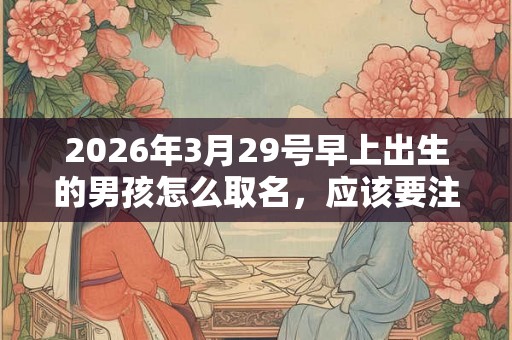 2026年3月29号早上出生的男孩怎么取名，应该要注意什么？