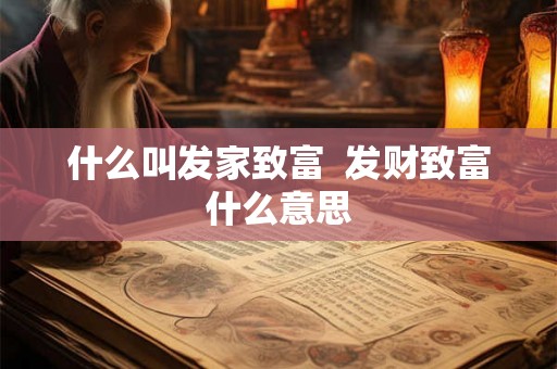 什么叫发家致富  发财致富什么意思