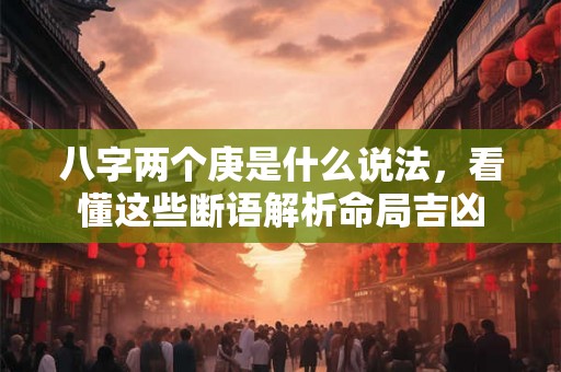 八字两个庚是什么说法,看懂这些断语解析命局吉凶 八字两个庚是什么说法,看懂这些断语解析命局吉凶