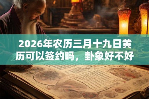 2026年农历三月十九日黄历可以签约吗,卦象好不好? 2026年农历三月十九日黄历可以签约吗,卦象好不好?