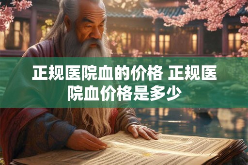 正规医院血的价格 正规医院血价格是多少