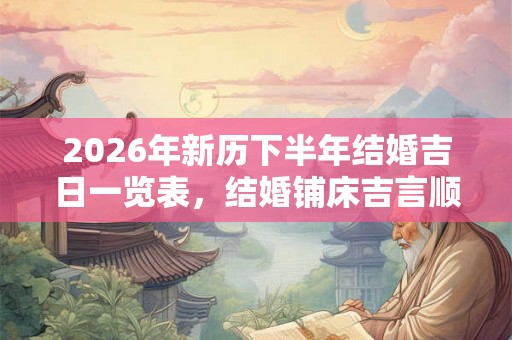 2026年新历下半年结婚吉日一览表，结婚铺床吉言顺口溜