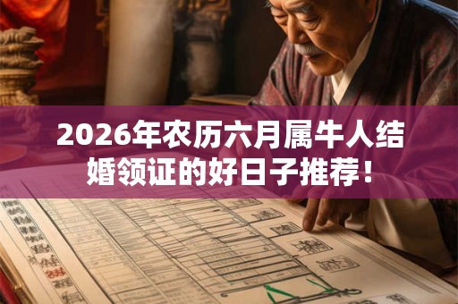 2026年农历六月属牛人结婚领证的好日子推荐! 2026年农历六月属牛人结婚领证的好日子推荐!