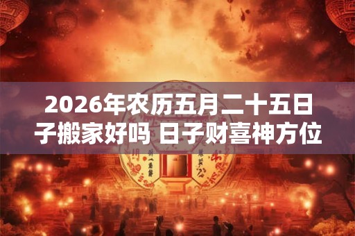 2026年农历五月二十五日子搬家好吗 日子财喜神方位 2026年农历五月二十五日子搬家好吗 日子财喜神方位