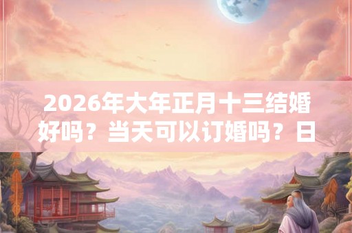 2026年大年正月十三结婚好吗？当天可以订婚吗？日子怎么选择？