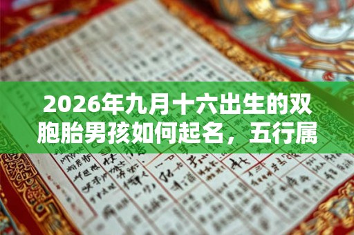 2026年九月十六出生的双胞胎男孩如何起名，五行属什么