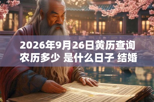 2026年9月26日黄历查询 农历多少 是什么日子 结婚吉时