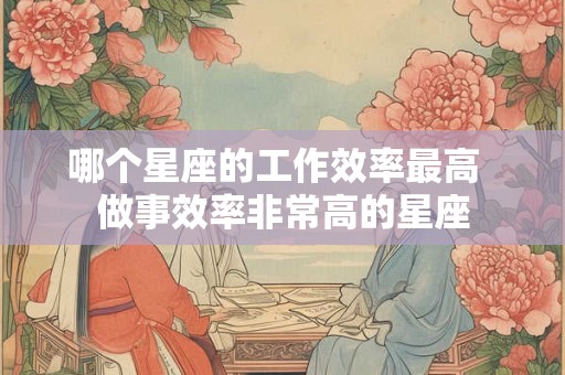 哪个星座的工作效率最高  做事效率非常高的星座