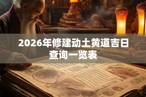 2026年修建动土黄道吉日查询一览表