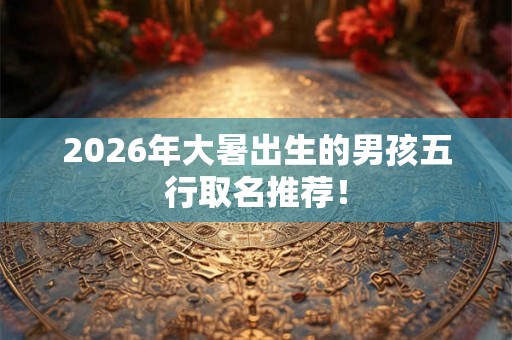 2026年大暑出生的男孩五行取名推荐！