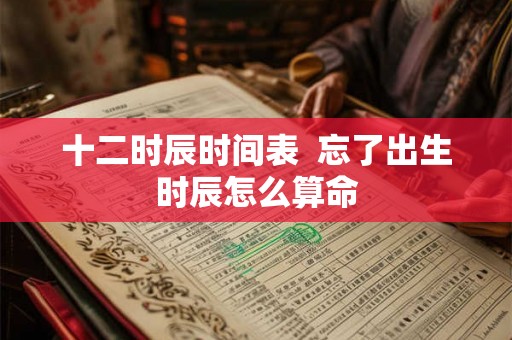 十二时辰时间表  忘了出生时辰怎么算命