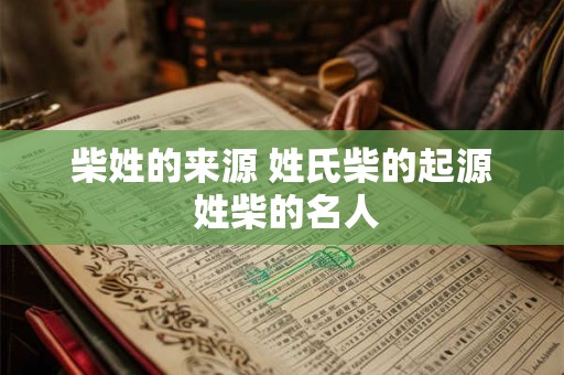 柴姓的来源 姓氏柴的起源 姓柴的名人