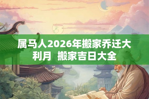 属马人2026年搬家乔迁大利月  搬家吉日大全