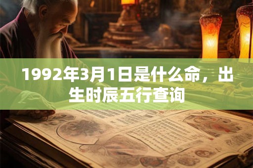 1992年3月1日是什么命，出生时辰五行查询