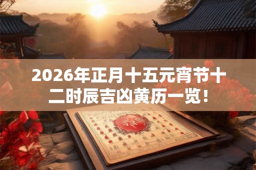 2026年正月十五元宵节十二时辰吉凶黄历一览！