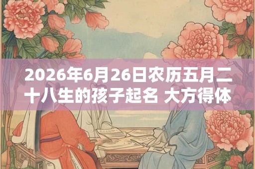 2026年6月26日农历五月二十八生的孩子起名 大方得体的婴儿学名