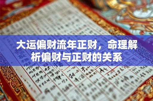 大运偏财流年正财,命理解析偏财与正财的关系 大运偏财流年正财,命理解析偏财与正财的关系