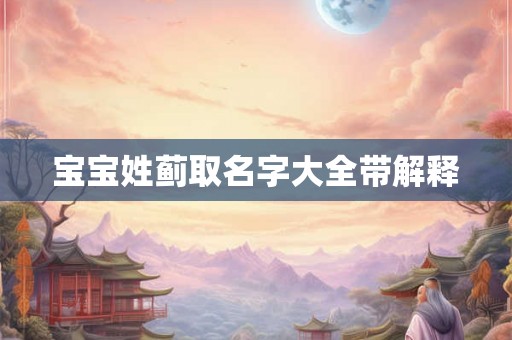 宝宝姓蓟取名字大全带解释