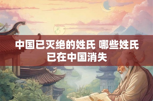中国已灭绝的姓氏 哪些姓氏已在中国消失