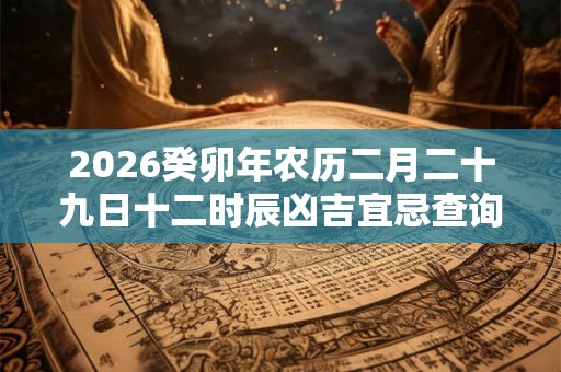 2026癸卯年农历二月二十九日十二时辰凶吉宜忌查询